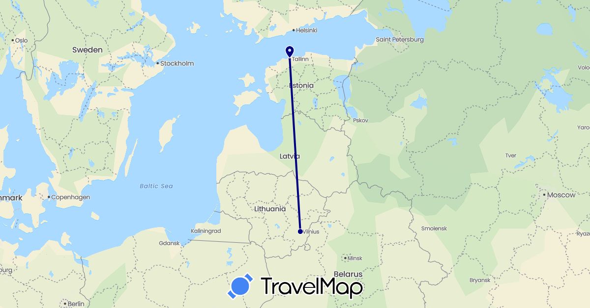 TravelMap itinerary: driving in Estonia, Lithuania (Europe)
